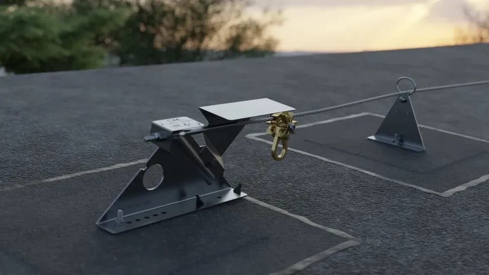 Fallskydd monterat på ett papptak